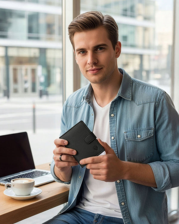 Vyriška odinė piniginė STEVENS, vertikali S192