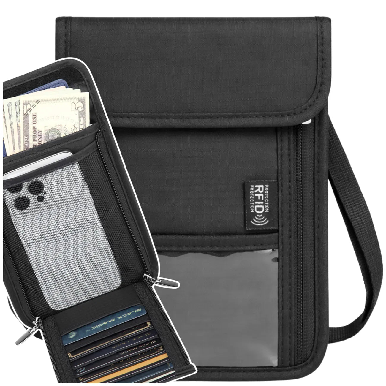 Juoda RFID paso rankinė per petį