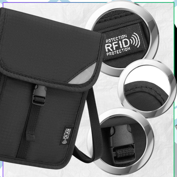 Kelioninis dokumentų dėklas RFID, juodas