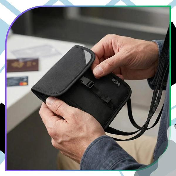 Kelioninis dokumentų dėklas RFID, juodas