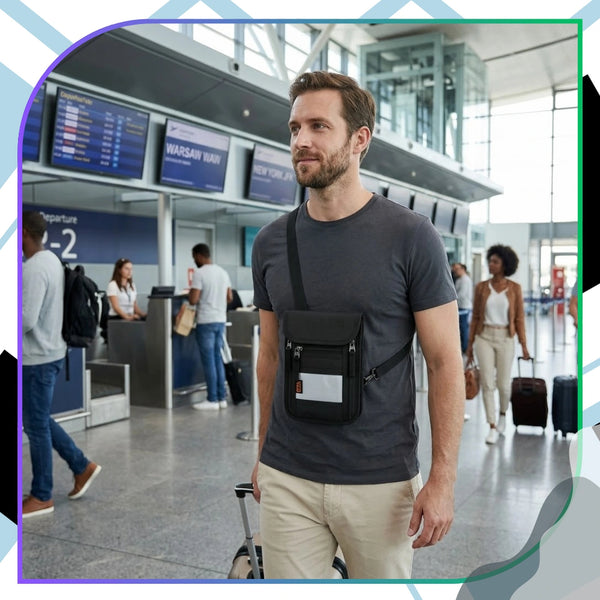 RFID dokumentų dėklas ant kaklo, juodas, poliesteris