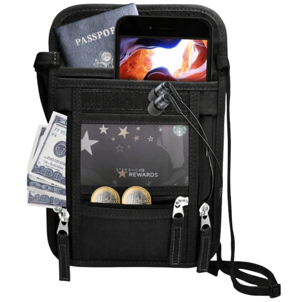 RFID paso dėklas-krūtinės krepšys, juodas