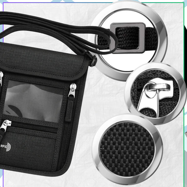 RFID paso dėklas-krūtinės krepšys, juodas