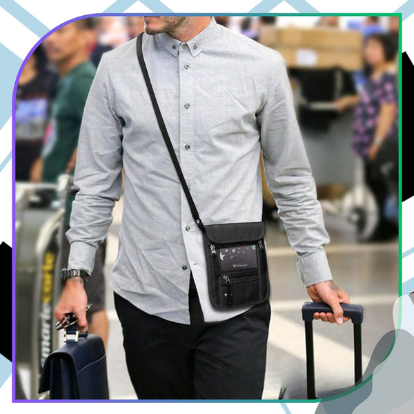 RFID paso dėklas-krūtinės krepšys, juodas