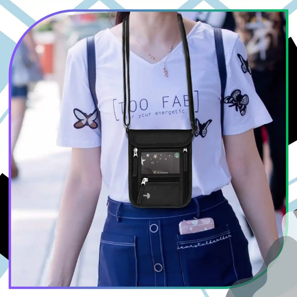 RFID paso dėklas-krūtinės krepšys, juodas