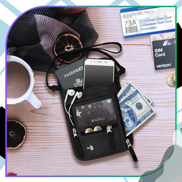 RFID paso dėklas-krūtinės krepšys, juodas