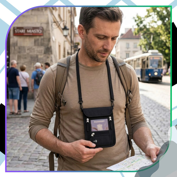 RFID paso dėklas-krūtinės krepšys, juodas