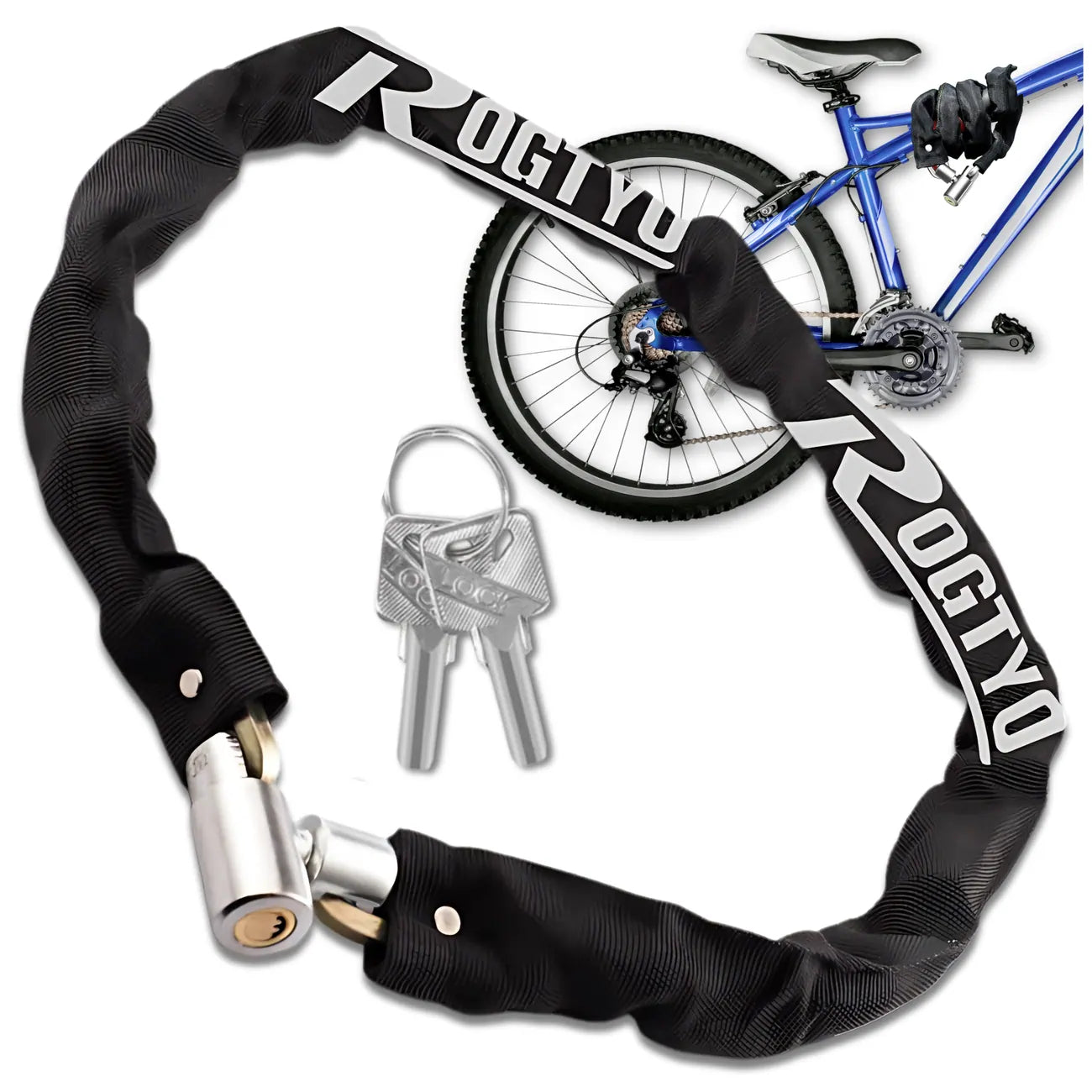 Dviračio užraktas su raktu, grandinė, juoda