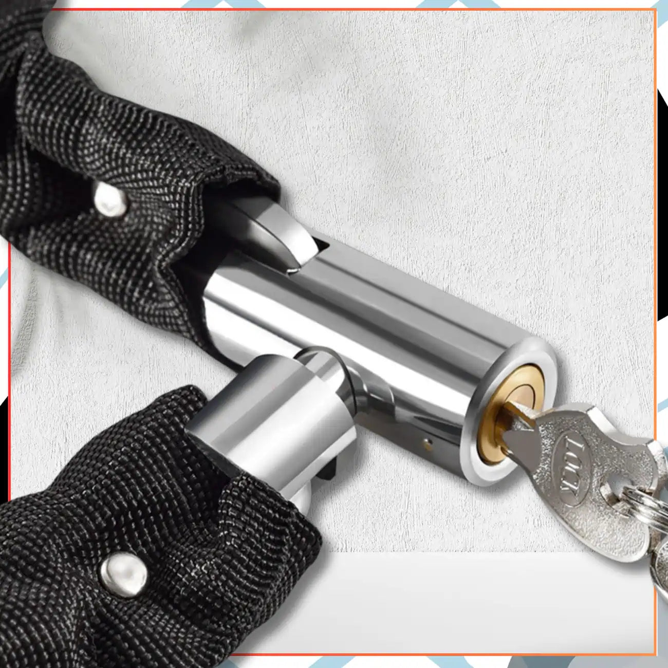 Dviračio užraktas su raktu, grandinė, juoda