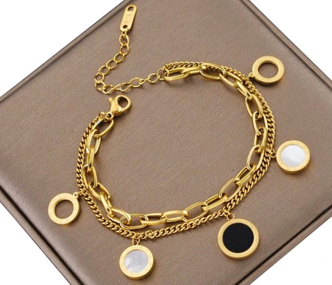 Auksuota pancerinė apyrankė iš chirurginio plieno