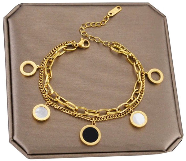 Auksuota pancerinė apyrankė iš chirurginio plieno