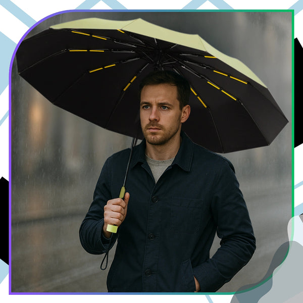 Skėtis žalias automatinis ANTI-UV sulankstomas V3