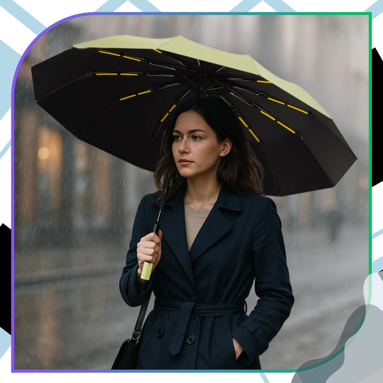 Skėtis žalias automatinis ANTI-UV sulankstomas V3