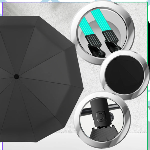 Skėtis juodas automatinis ANTI-UV sulankstomas B32