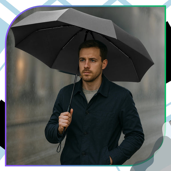 Skėtis juodas automatinis ANTI-UV sulankstomas B32