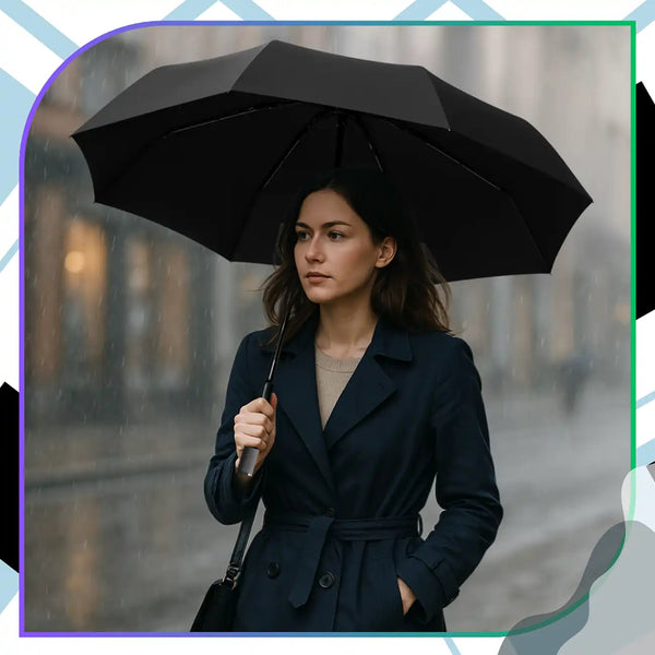 Skėtis juodas automatinis ANTI-UV sulankstomas B32