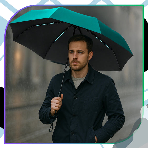 Skėtis, žalias, automatinis, ANTI-UV, sustiprintas