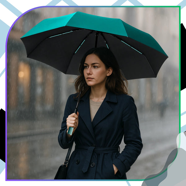 Skėtis, žalias, automatinis, ANTI-UV, sustiprintas