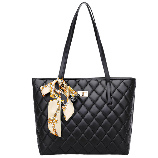 Juoda dygsniuota tote rankinė iš eko odos