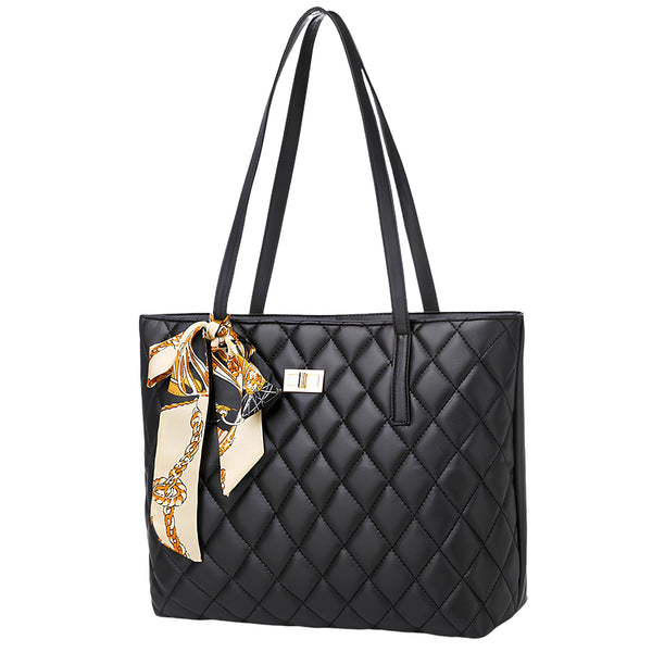 Juoda dygsniuota tote rankinė iš eko odos