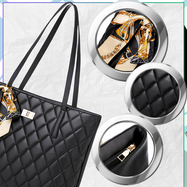 Juoda dygsniuota tote rankinė iš eko odos