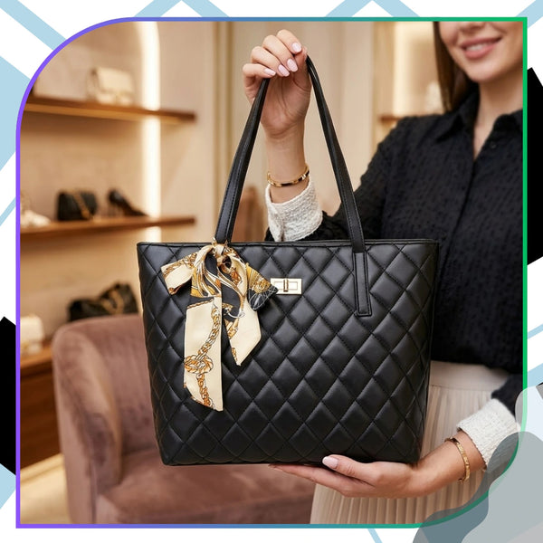 Juoda dygsniuota tote rankinė iš eko odos