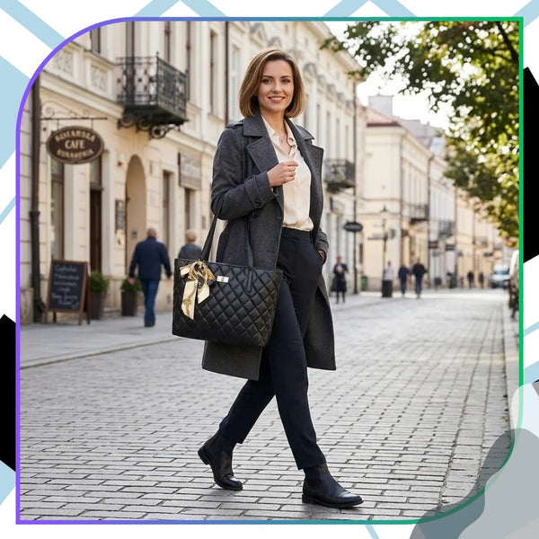 Juoda dygsniuota tote rankinė iš eko odos