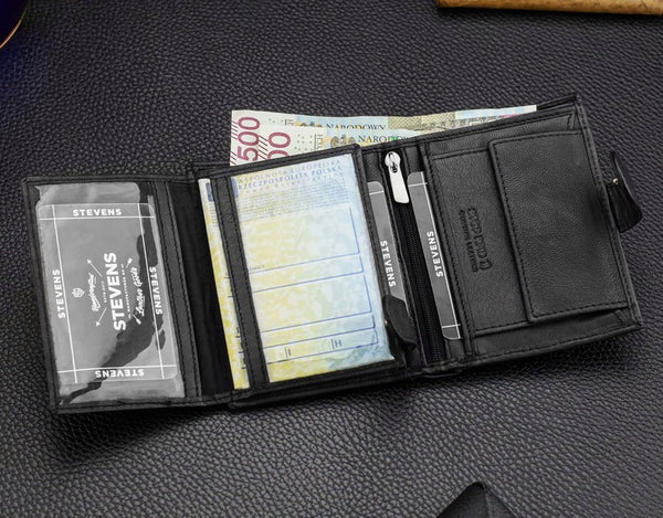 Vyriška odinė piniginė STEVENS, vertikali S192