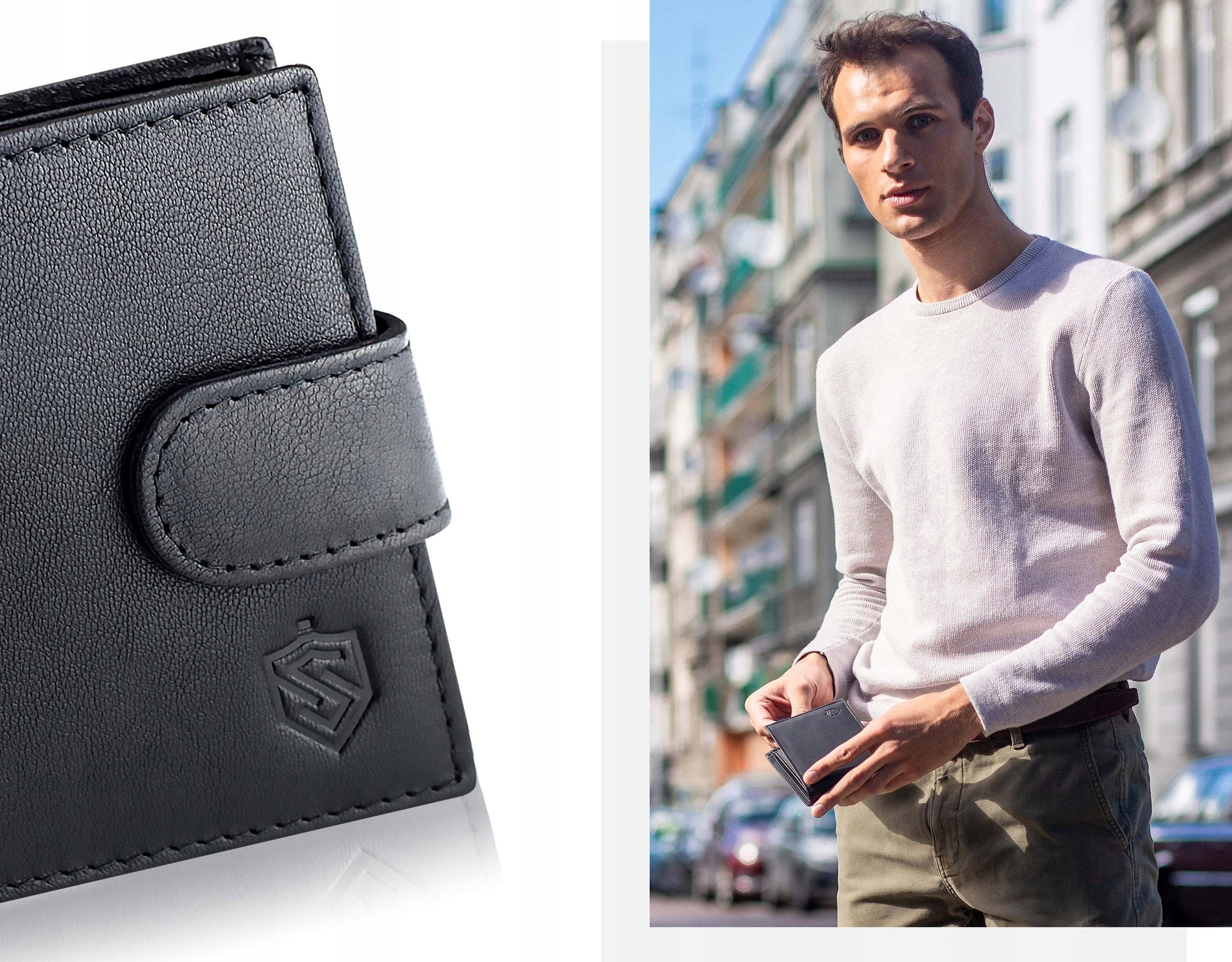 Vyriška odinė piniginė STEVENS P25, juoda S201