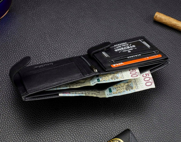 Vyriška odinė piniginė STEVENS P25, juoda S201