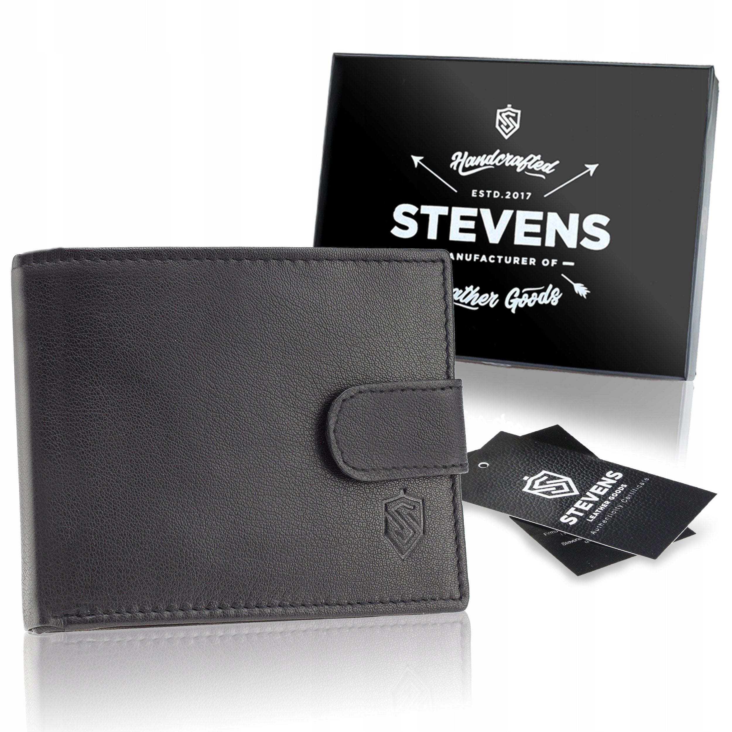 Vyriška odinė piniginė STEVENS P25, juoda S201