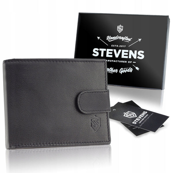 Vyriška odinė piniginė STEVENS P25, juoda S201