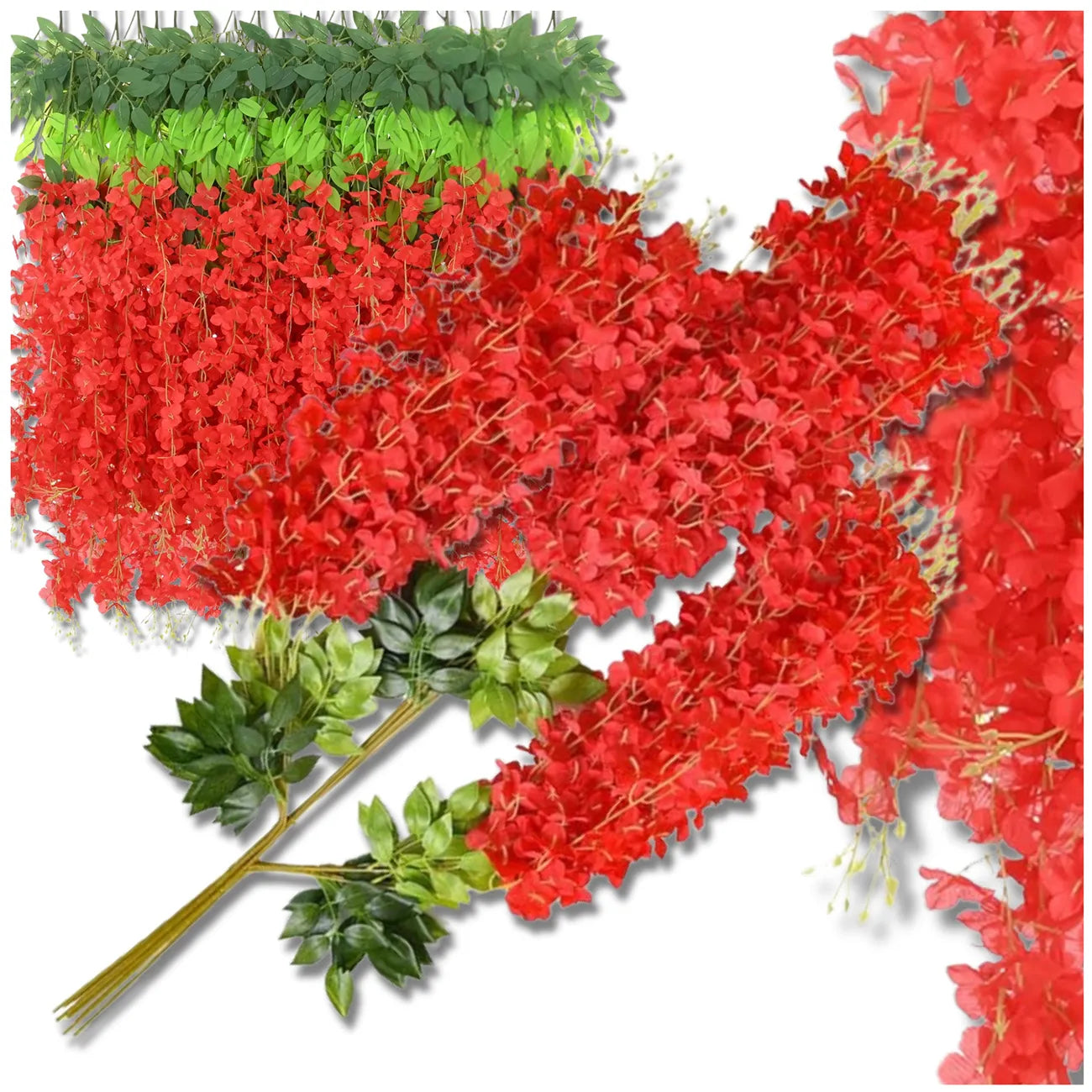 Dirbtinės gėlės girlandai, raudonos, 12 vnt.