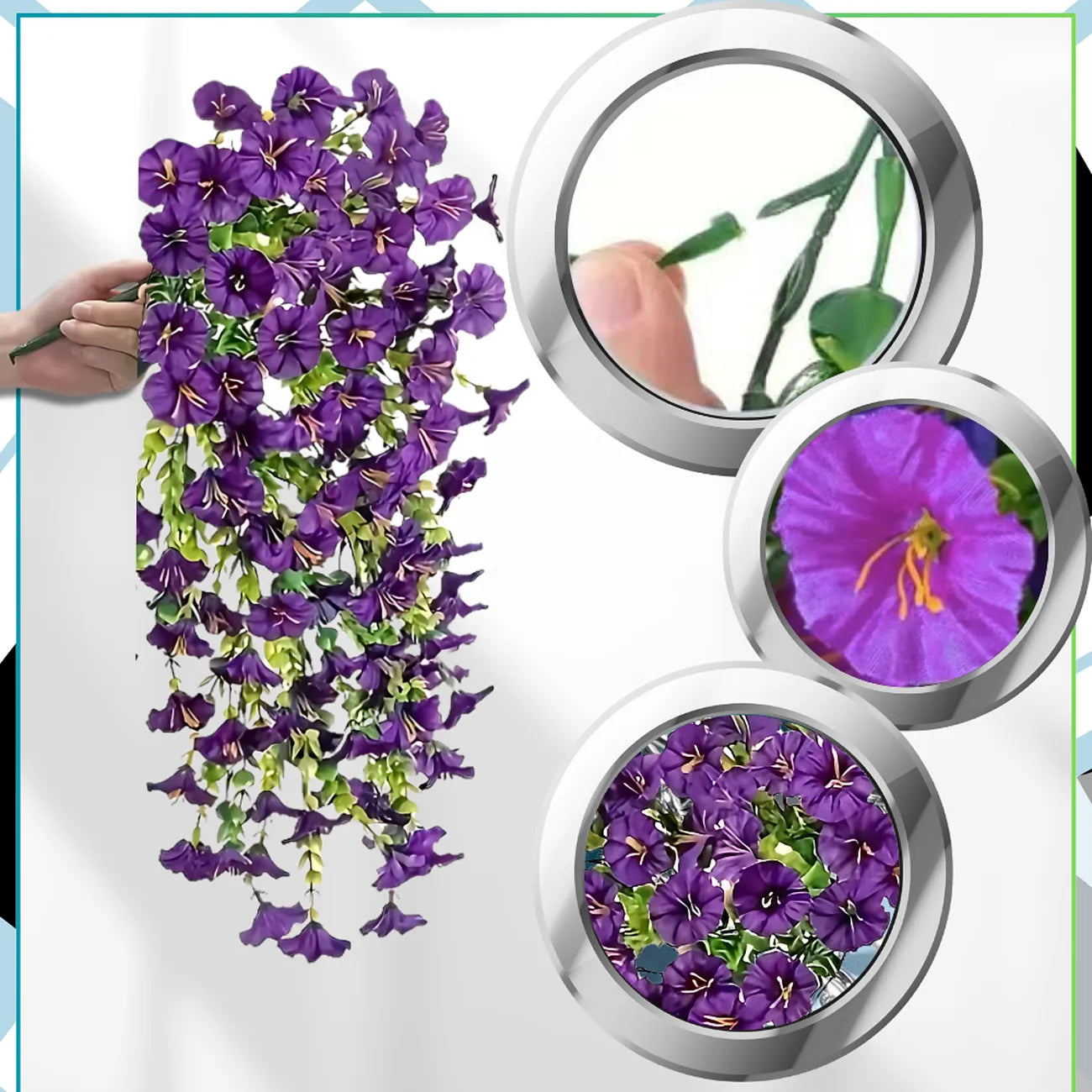 Dirbtinių gėlių girlianda, violetinė, 3 vnt.