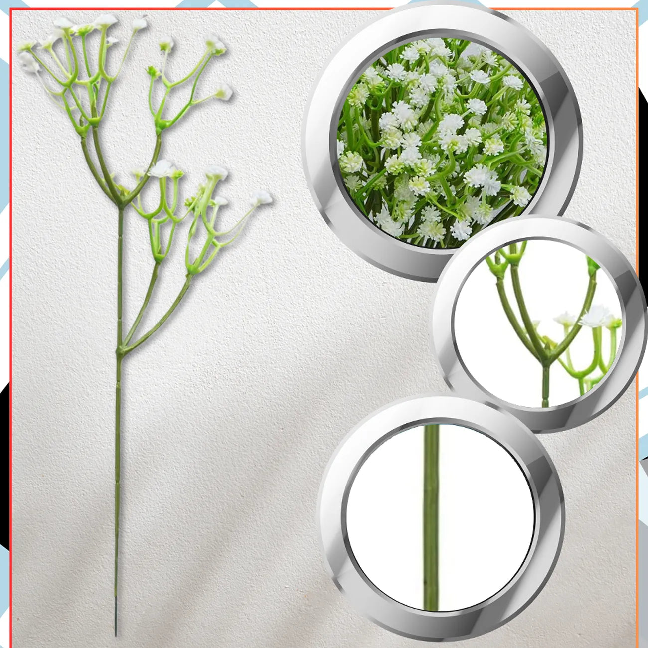 Dirbtinės gėlės, baltos, 10 vnt.