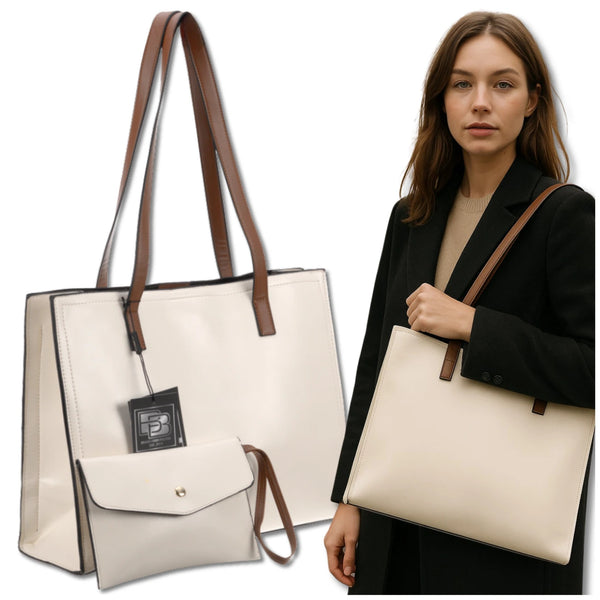 Moteriška rankinė BAD&BAGS, kreminė oda