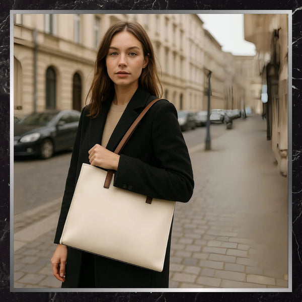 Moteriška rankinė BAD&BAGS, kreminė oda