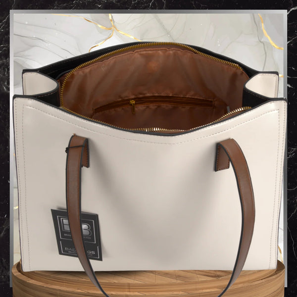Moteriška rankinė BAD&BAGS, kreminė oda