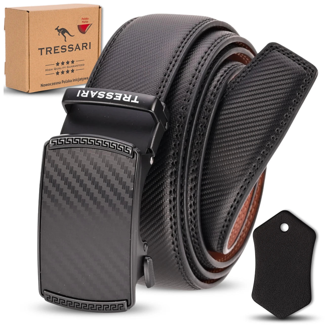 Vyriškas juodas odinis diržas 120 cm TRESSARI T23