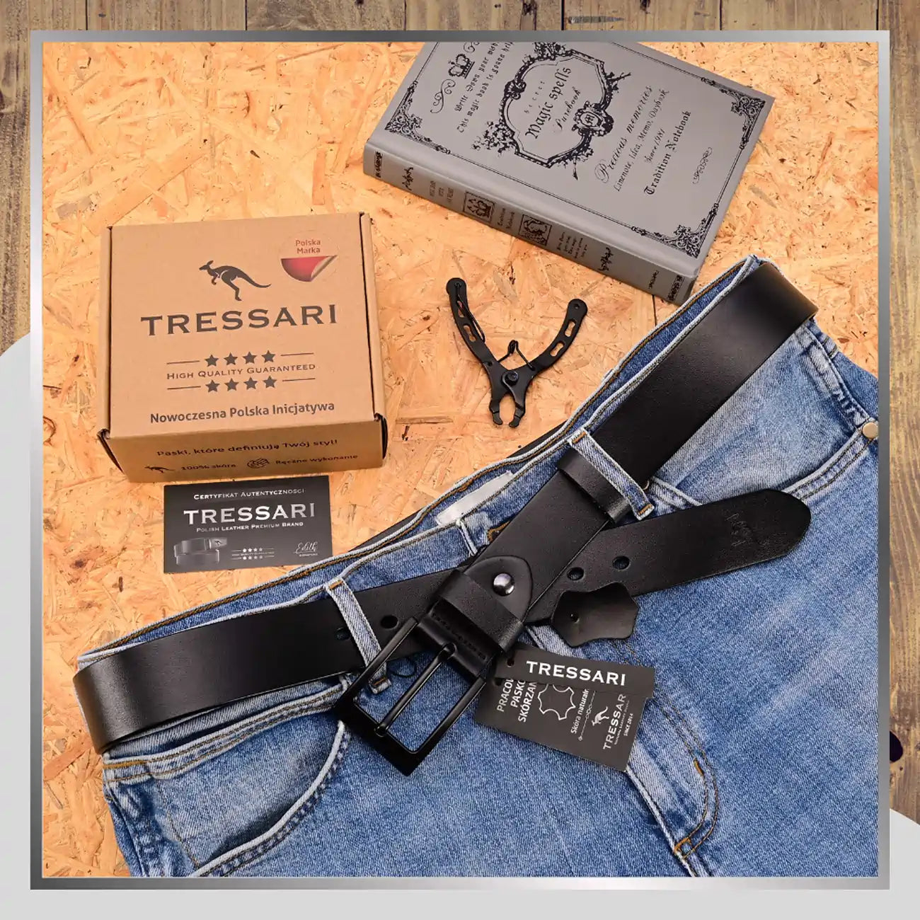 Vyriškas juodas odinis diržas TRESSARI 115 cm T65