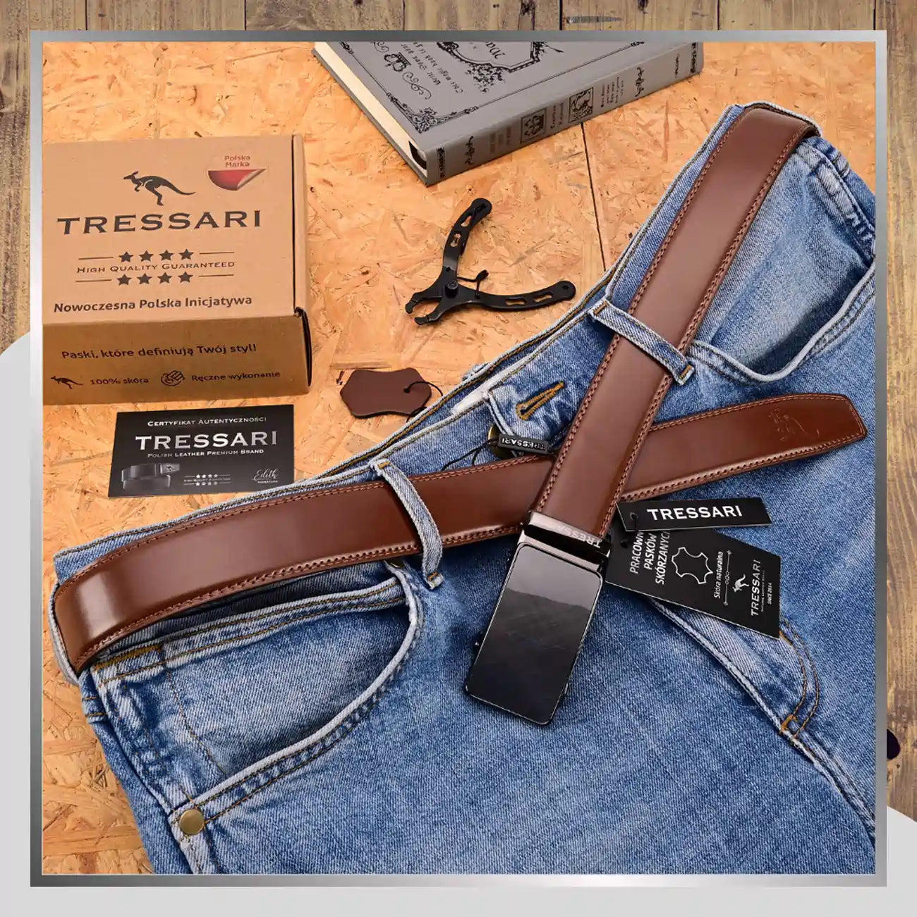 Vyriškas rudas odinis diržas 120 cm automatinis