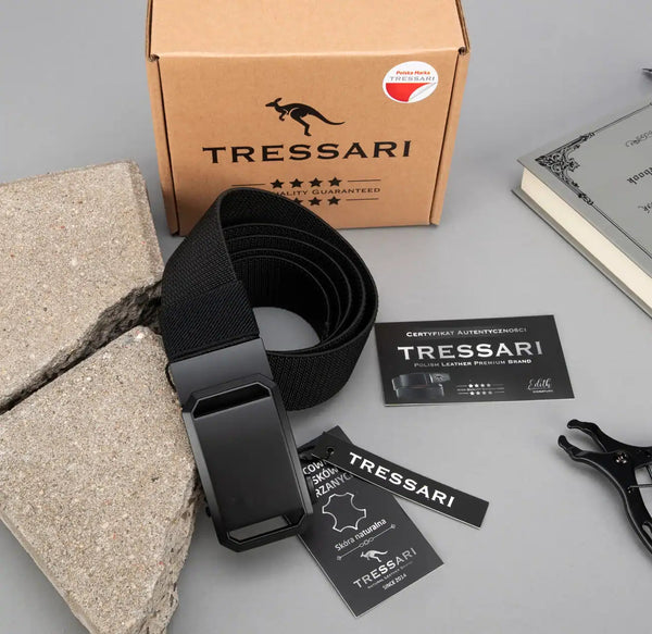 Diržas Tressari, juodas, elastingas