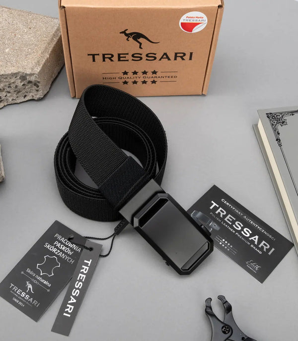 Diržas Tressari, juodas, elastingas