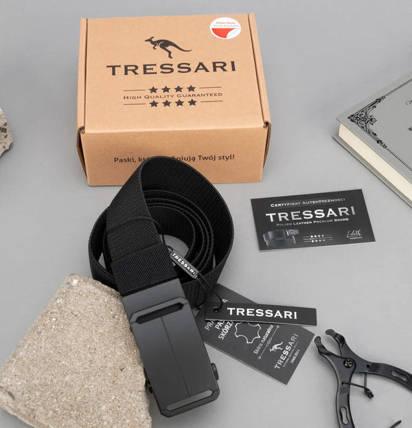 Elastingas diržas Tressari, juodas, automatinė sagtis