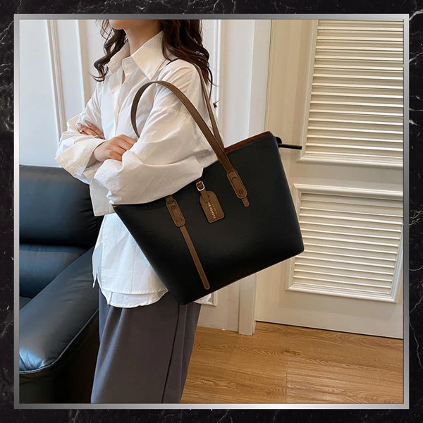 Moteriška odinė rankinė BAD&BAGS, juoda su rudomis detalėmis