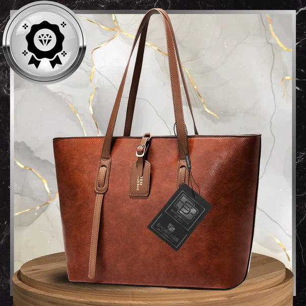 Moteriška odinė rankinė BAD&BAGS, ruda, shopper tipo