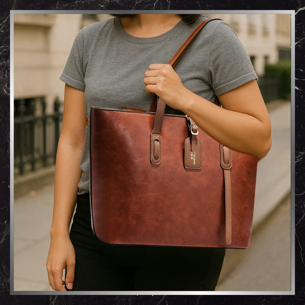 Moteriška odinė rankinė BAD&BAGS, ruda, shopper tipo