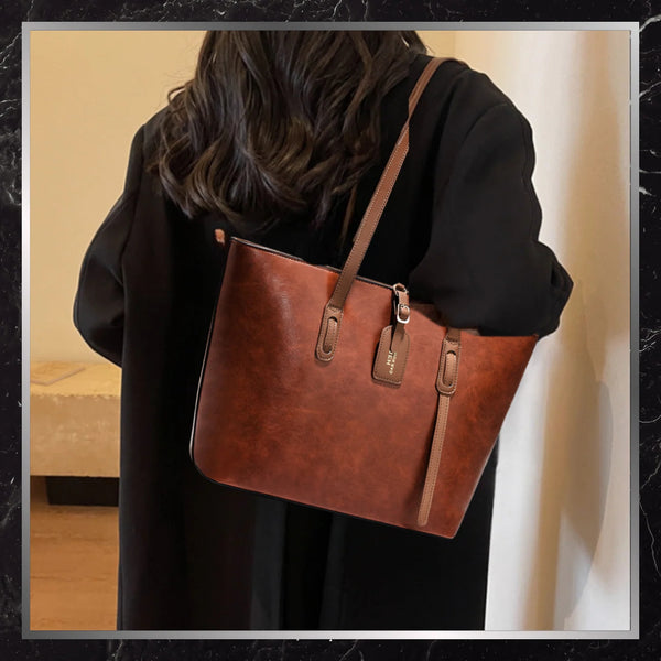 Moteriška odinė rankinė BAD&BAGS, ruda, shopper tipo