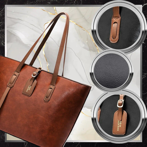 Moteriška odinė rankinė BAD&BAGS, ruda, shopper tipo