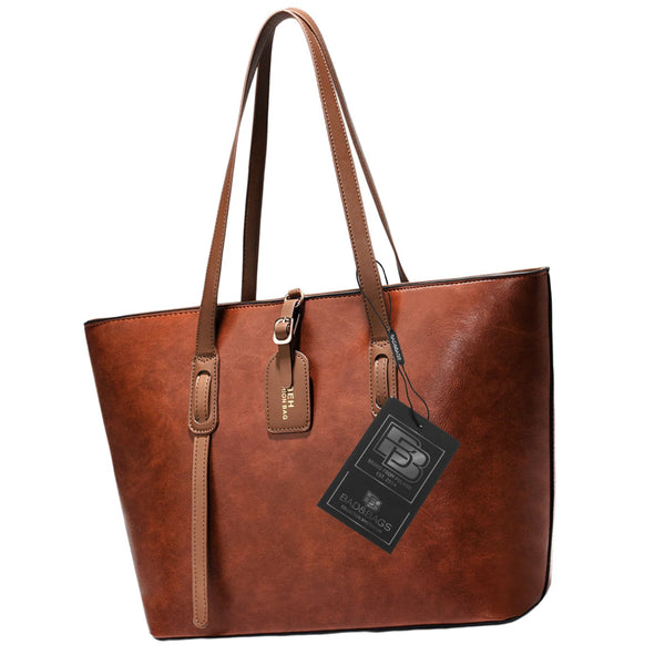 Moteriška odinė rankinė BAD&BAGS, ruda, shopper tipo